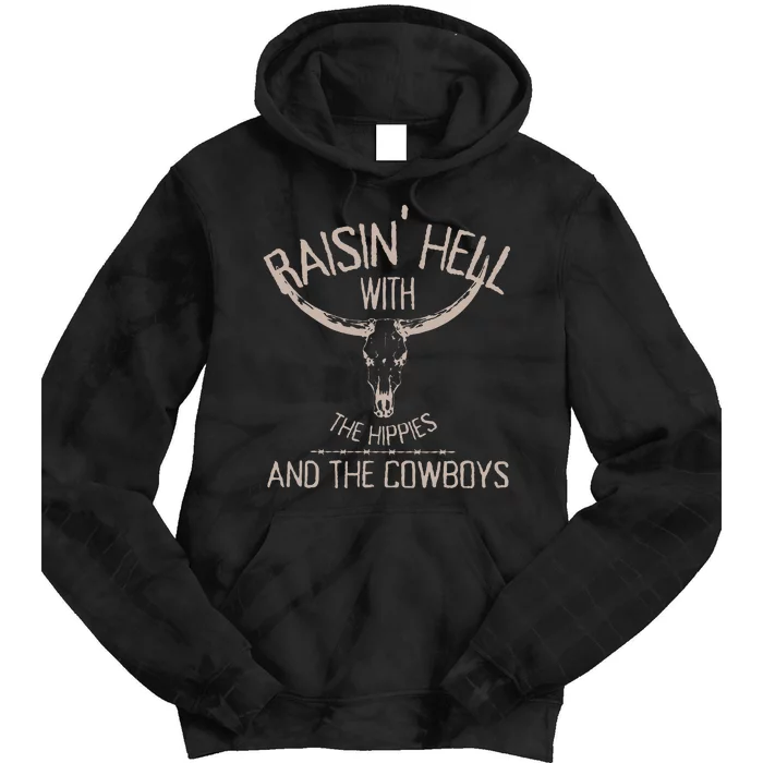 Hippies And Cowboys Western Cowhide Cowgirls Tie Dye Hoodie