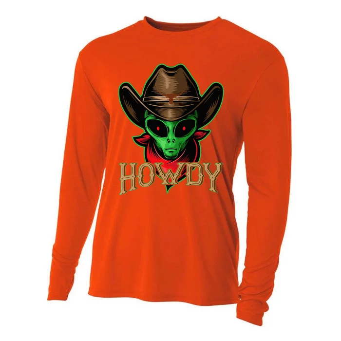 Howdy Alien Cowboy Halloween Costume Cooling Performance Long Sleeve Crew