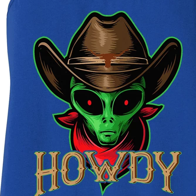 Howdy Alien Cowboy Halloween Costume Women's Racerback Tank