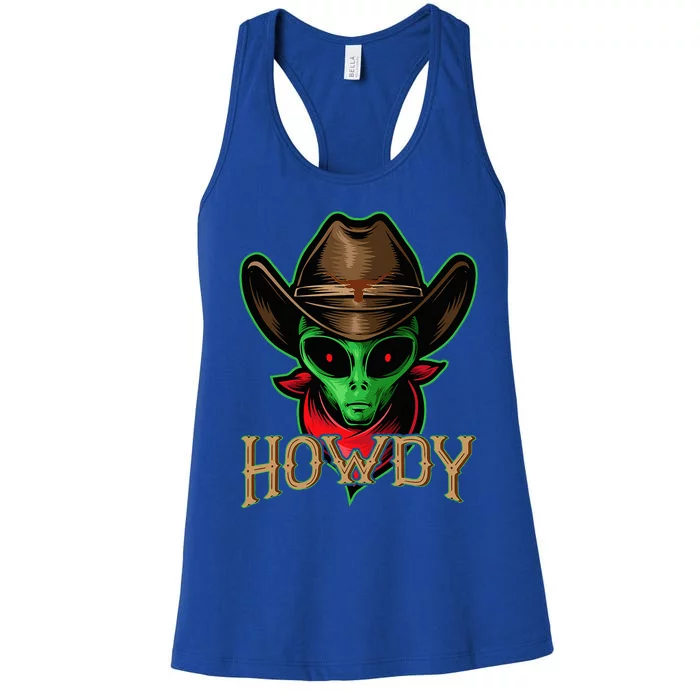 Howdy Alien Cowboy Halloween Costume Women's Racerback Tank