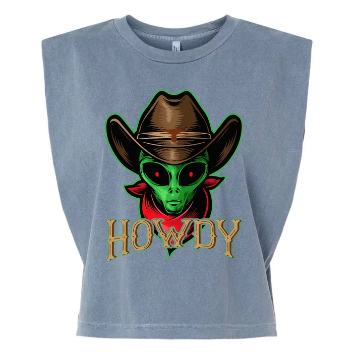 Howdy Alien Cowboy Halloween Costume Garment-Dyed Women's Muscle Tee