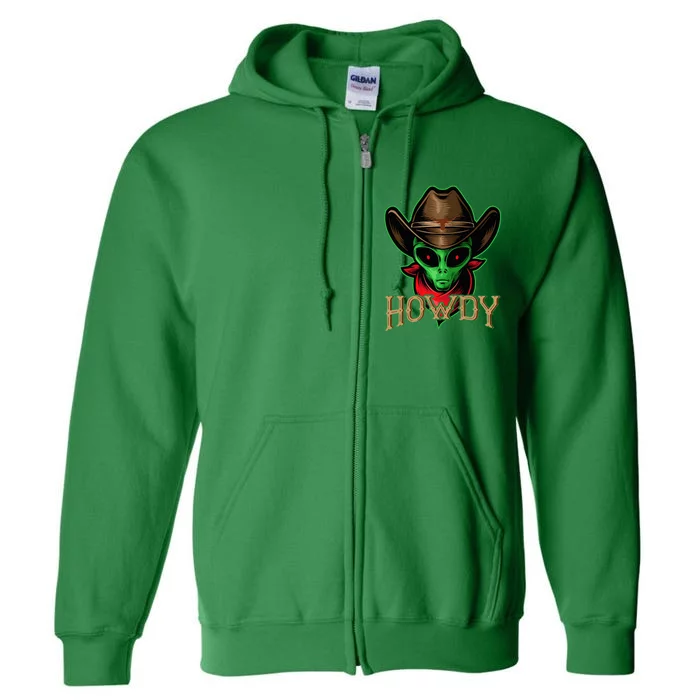 Howdy Alien Cowboy Halloween Costume Full Zip Hoodie