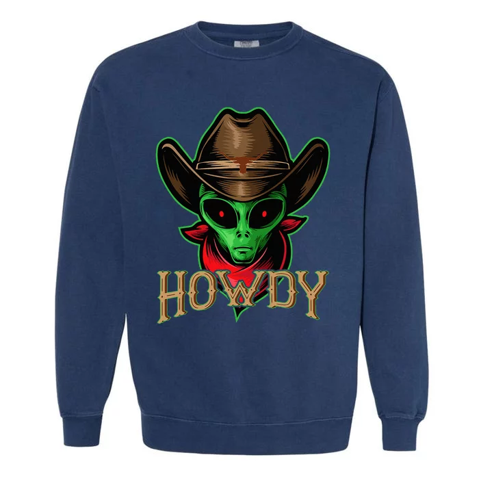 Howdy Alien Cowboy Halloween Costume Garment-Dyed Sweatshirt