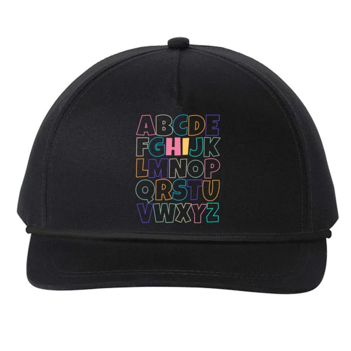 Hi ABC Colorful Alphabet Snapback Five-Panel Rope Hat