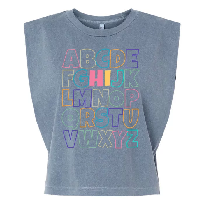 Hi ABC Colorful Alphabet Garment-Dyed Women's Muscle Tee