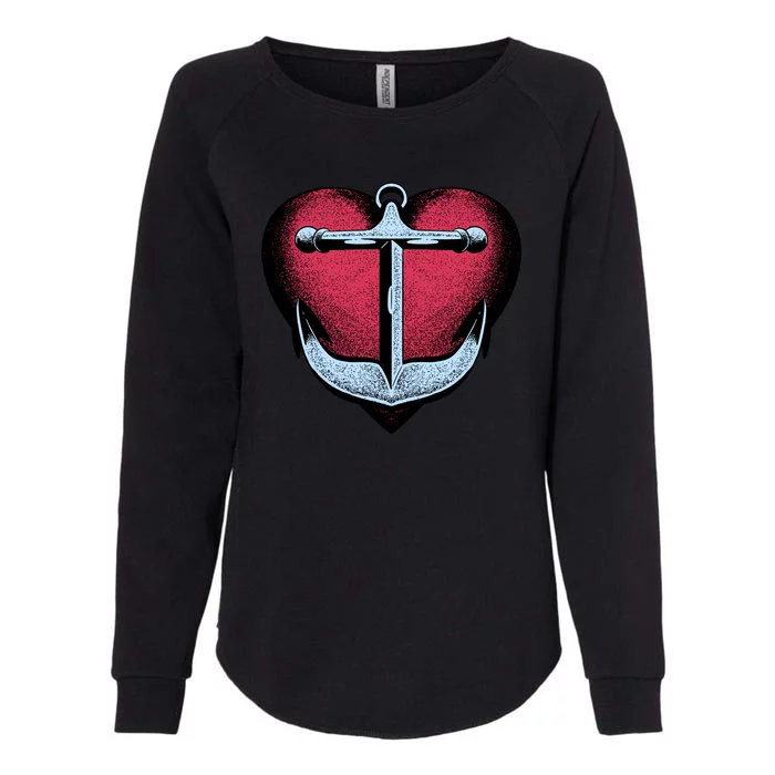 Heart Anchor Cute Gift Womens California Wash Sweatshirt