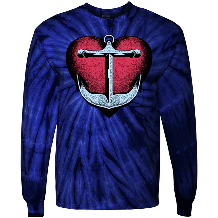 Heart Anchor Cute Gift Tie-Dye Long Sleeve Shirt