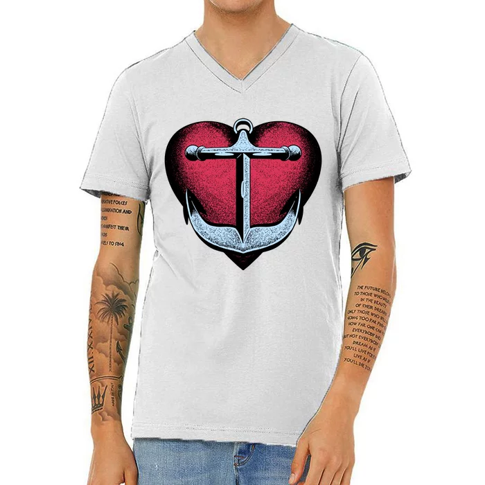 Heart Anchor Cute Gift V-Neck T-Shirt