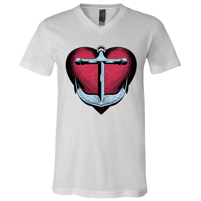 Heart Anchor Cute Gift V-Neck T-Shirt