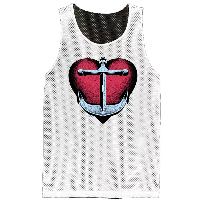 Heart Anchor Cute Gift Mesh Reversible Basketball Jersey Tank