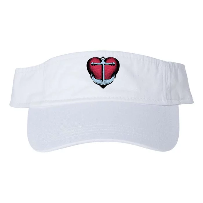 Heart Anchor Cute Gift Valucap Bio-Washed Visor