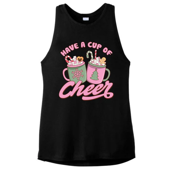 Have A Cup Of Cheer Cute Christmas Holiday Ladies Tri-Blend Wicking Tank