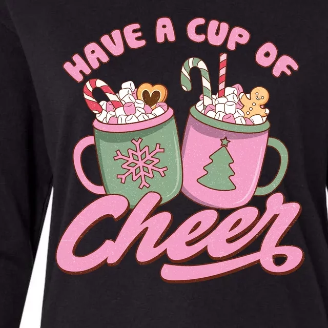 Have A Cup Of Cheer Cute Christmas Holiday Womens Cotton Relaxed Long Sleeve T-Shirt