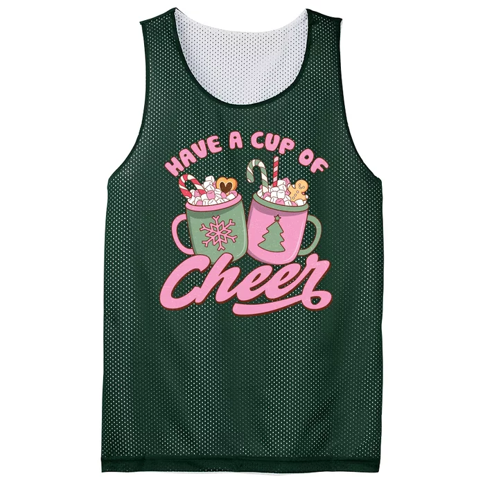 Have A Cup Of Cheer Cute Christmas Holiday Mesh Reversible Basketball Jersey Tank