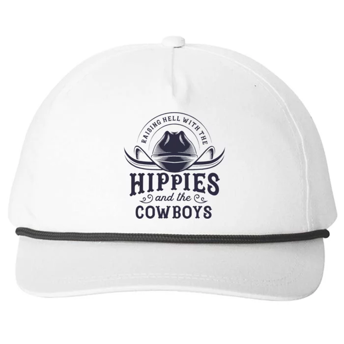 Hippies And Cowboys Cowgirls Retro 70s Western Country Rodeo Snapback Five-Panel Rope Hat