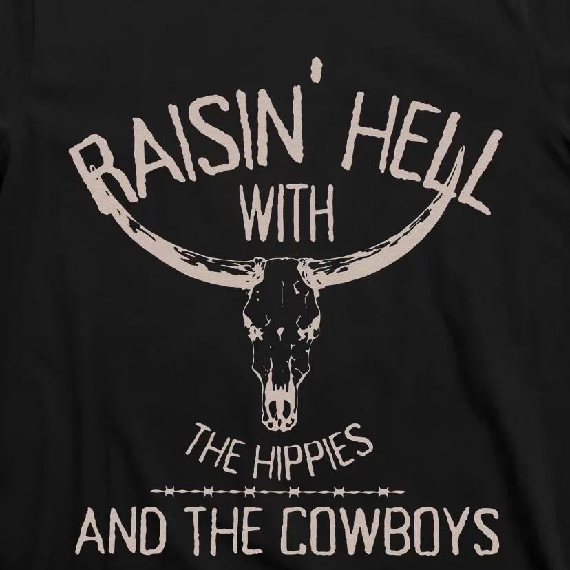 Hippies And Cowboys Western Cowhide Cowgirls T-Shirt