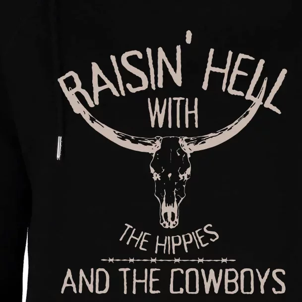 Hippies And Cowboys Western Cowhide Cowgirls Womens Funnel Neck Pullover Hood