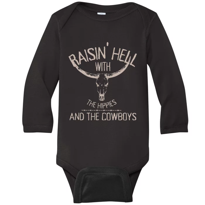 Hippies And Cowboys Western Cowhide Cowgirls Baby Long Sleeve Bodysuit