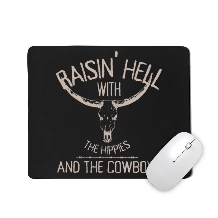 Hippies And Cowboys Western Cowhide Cowgirls Mousepad