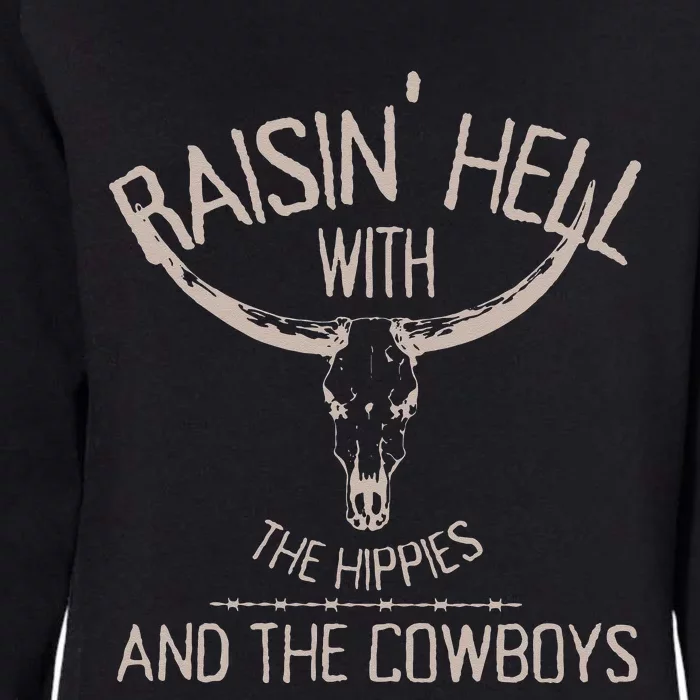 Hippies And Cowboys Western Cowhide Cowgirls Womens California Wash Sweatshirt