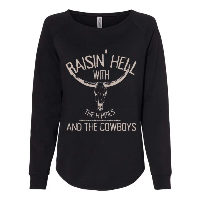 Hippies And Cowboys Western Cowhide Cowgirls Womens California Wash Sweatshirt