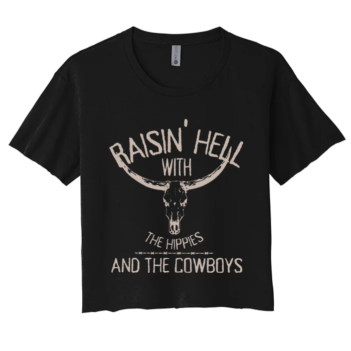 Hippies And Cowboys Western Cowhide Cowgirls Women's Crop Top Tee