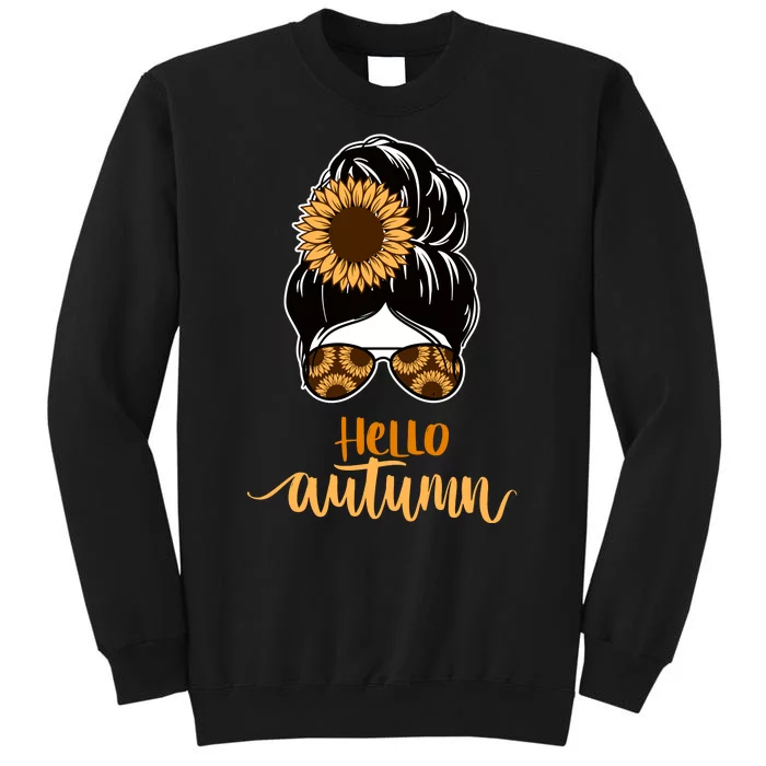 Hello Autumn Cute Bun Fall Floral Sweatshirt