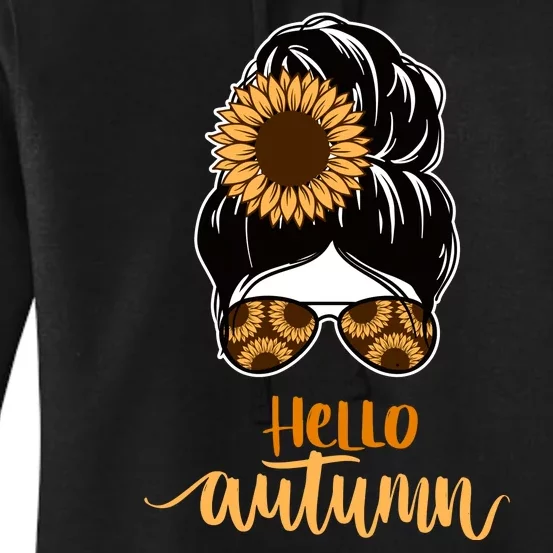 Hello Autumn Cute Bun Fall Floral Women's Pullover Hoodie