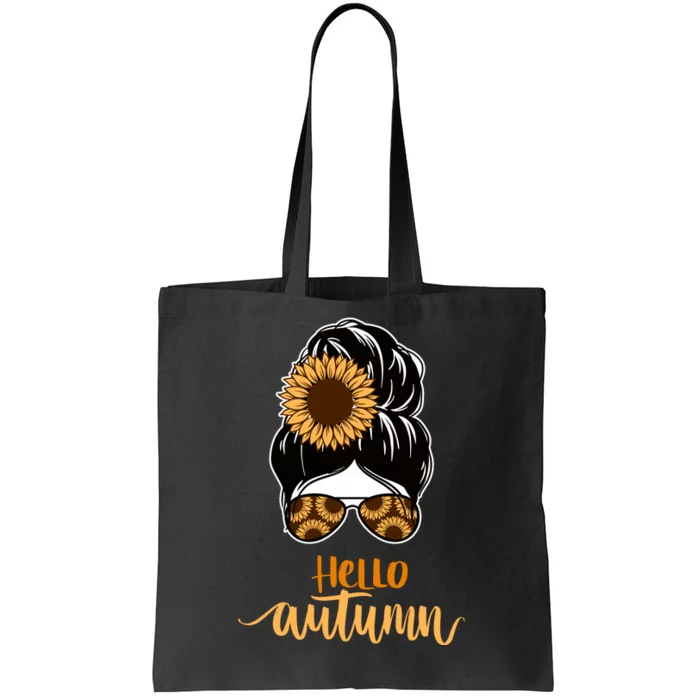 Hello Autumn Cute Bun Fall Floral Tote Bag