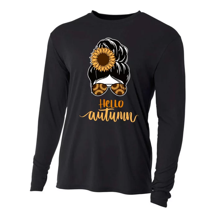 Hello Autumn Cute Bun Fall Floral Cooling Performance Long Sleeve Crew