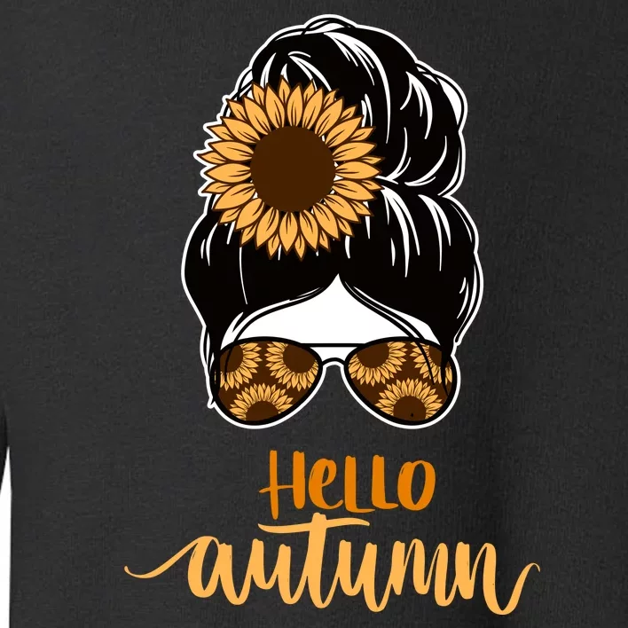 Hello Autumn Cute Bun Fall Floral Toddler Sweatshirt