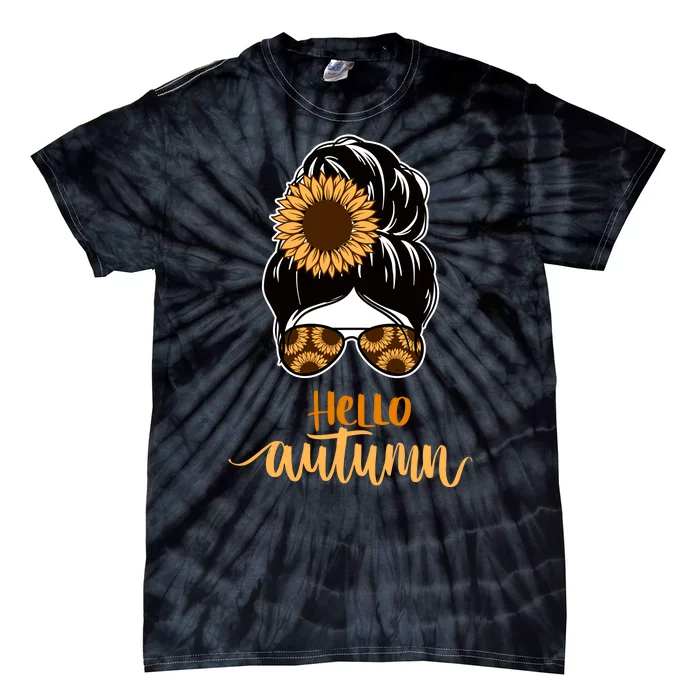 Hello Autumn Cute Bun Fall Floral Tie-Dye T-Shirt