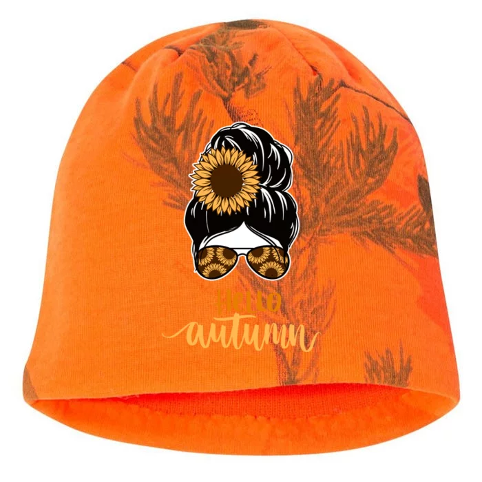 Hello Autumn Cute Bun Fall Floral Kati - Camo Knit Beanie