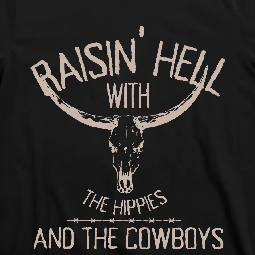 Hippies And Cowboys Western Cowhide Cowgirls T-Shirt