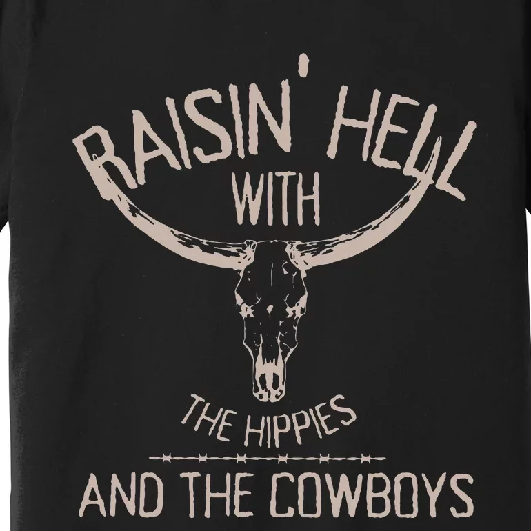 Hippies And Cowboys Western Cowhide Cowgirls Premium T-Shirt