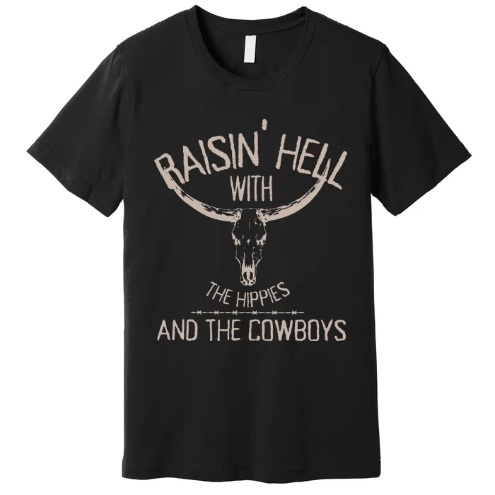 Hippies And Cowboys Western Cowhide Cowgirls Premium T-Shirt