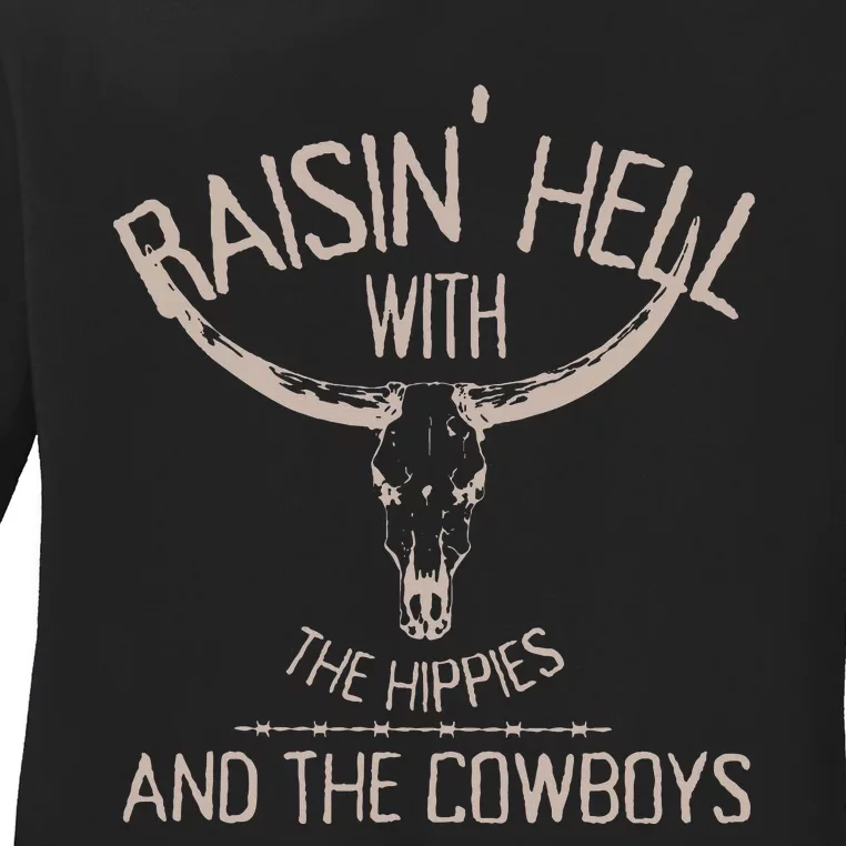 Hippies And Cowboys Western Cowhide Cowgirls Ladies Long Sleeve Shirt