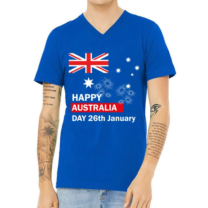 Happy Australia Day January 26 Australian Flag Gift V-Neck T-Shirt