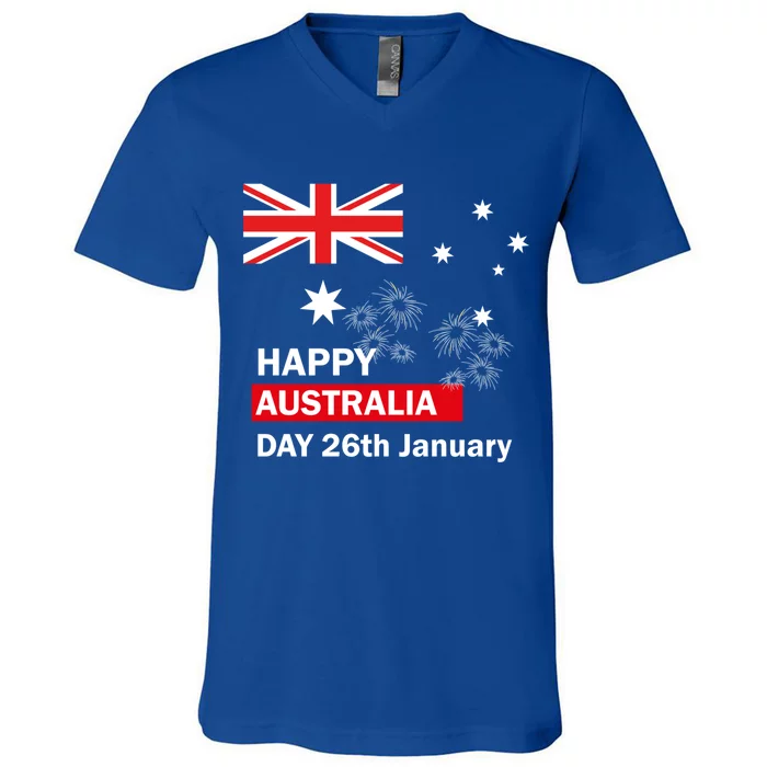 Happy Australia Day January 26 Australian Flag Gift V-Neck T-Shirt