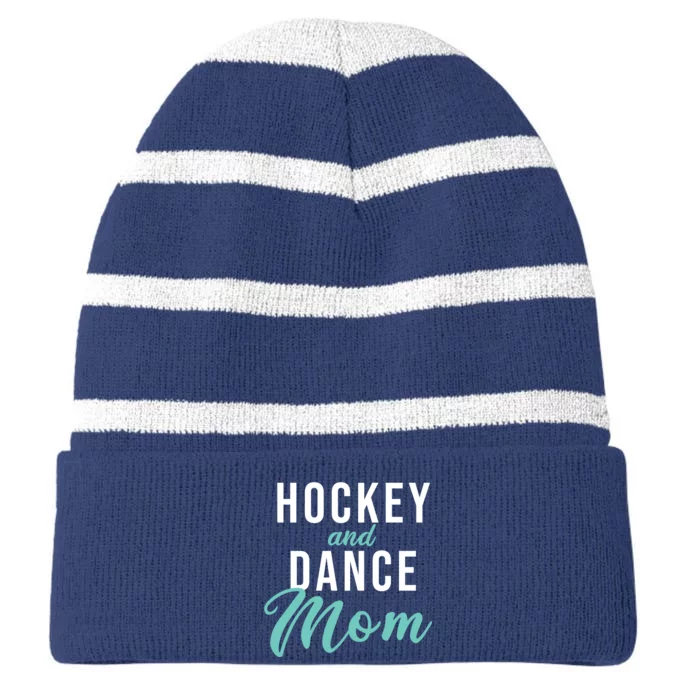 Hockey And Dance Mom Striped Beanie with Solid Band