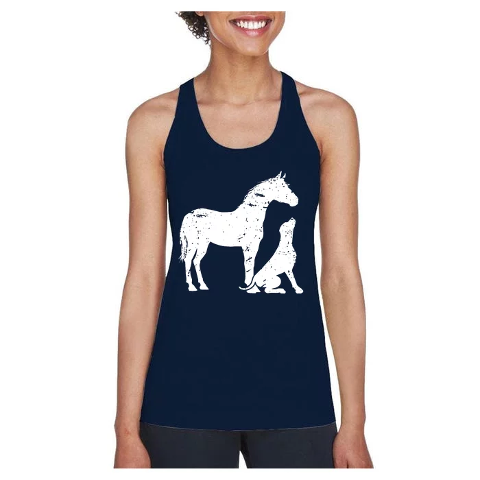 HORSE And DOG Motif For Women And Men Horse Dog Lover Women's Racerback Tank