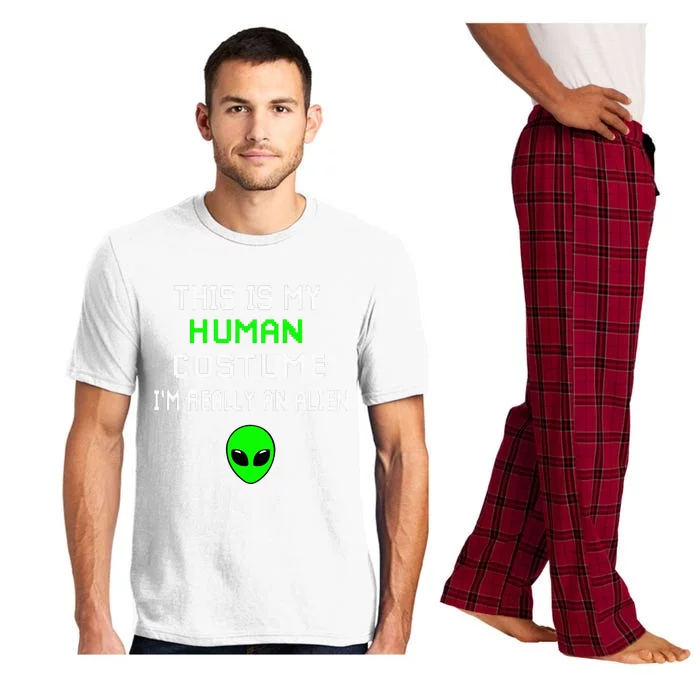 Hilarious Alien Disguise This is Not a Human Costume Pajama Set