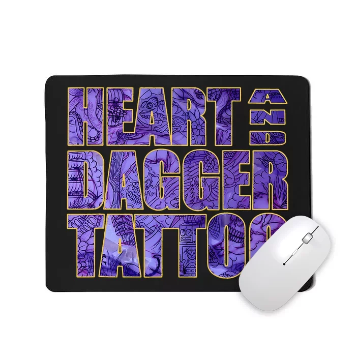 Heart And Dagger Tattoo Purple Mousepad