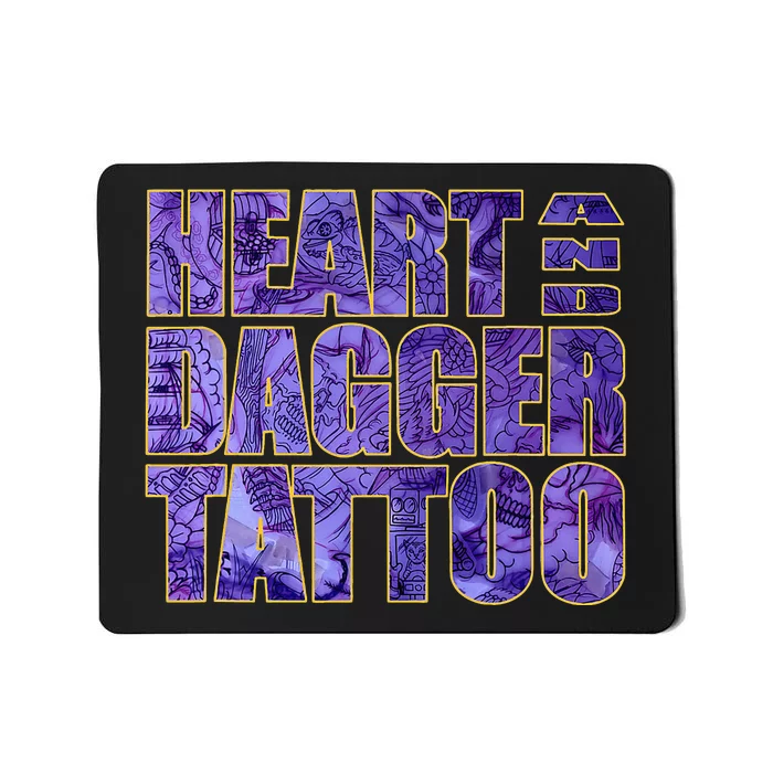 Heart And Dagger Tattoo Purple Mousepad