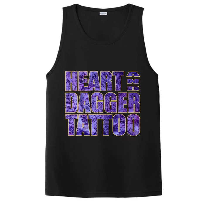 Heart And Dagger Tattoo Purple Performance Tank