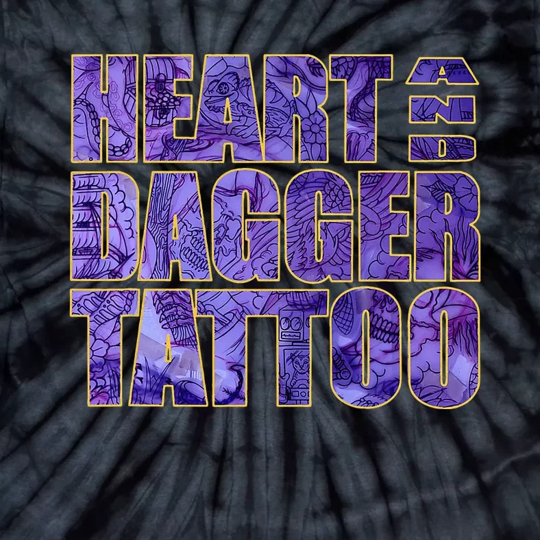 Heart And Dagger Tattoo Purple Tie-Dye T-Shirt