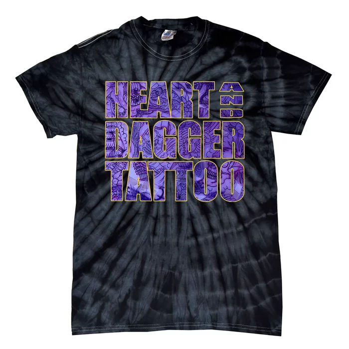 Heart And Dagger Tattoo Purple Tie-Dye T-Shirt