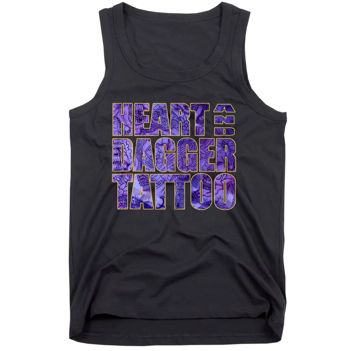 Heart And Dagger Tattoo Purple Tank Top