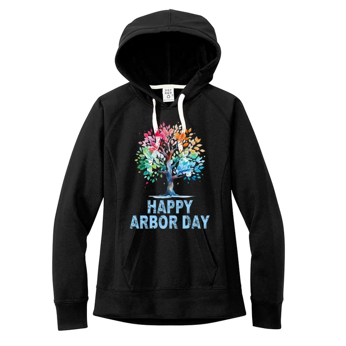 Happy Arbor Day Environmental Arbor Day Tree Care Earth Day Women's Fleece Hoodie