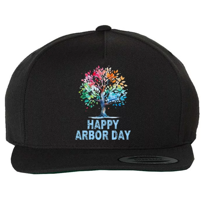 Happy Arbor Day Environmental Arbor Day Tree Care Earth Day Wool Snapback Cap